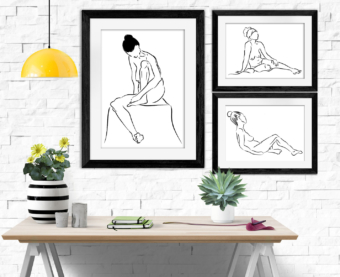 illustrazioni di nudi di donne in bianco e nero minimal