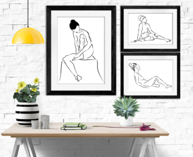 illustrazioni di nudi di donne in bianco e nero minimal