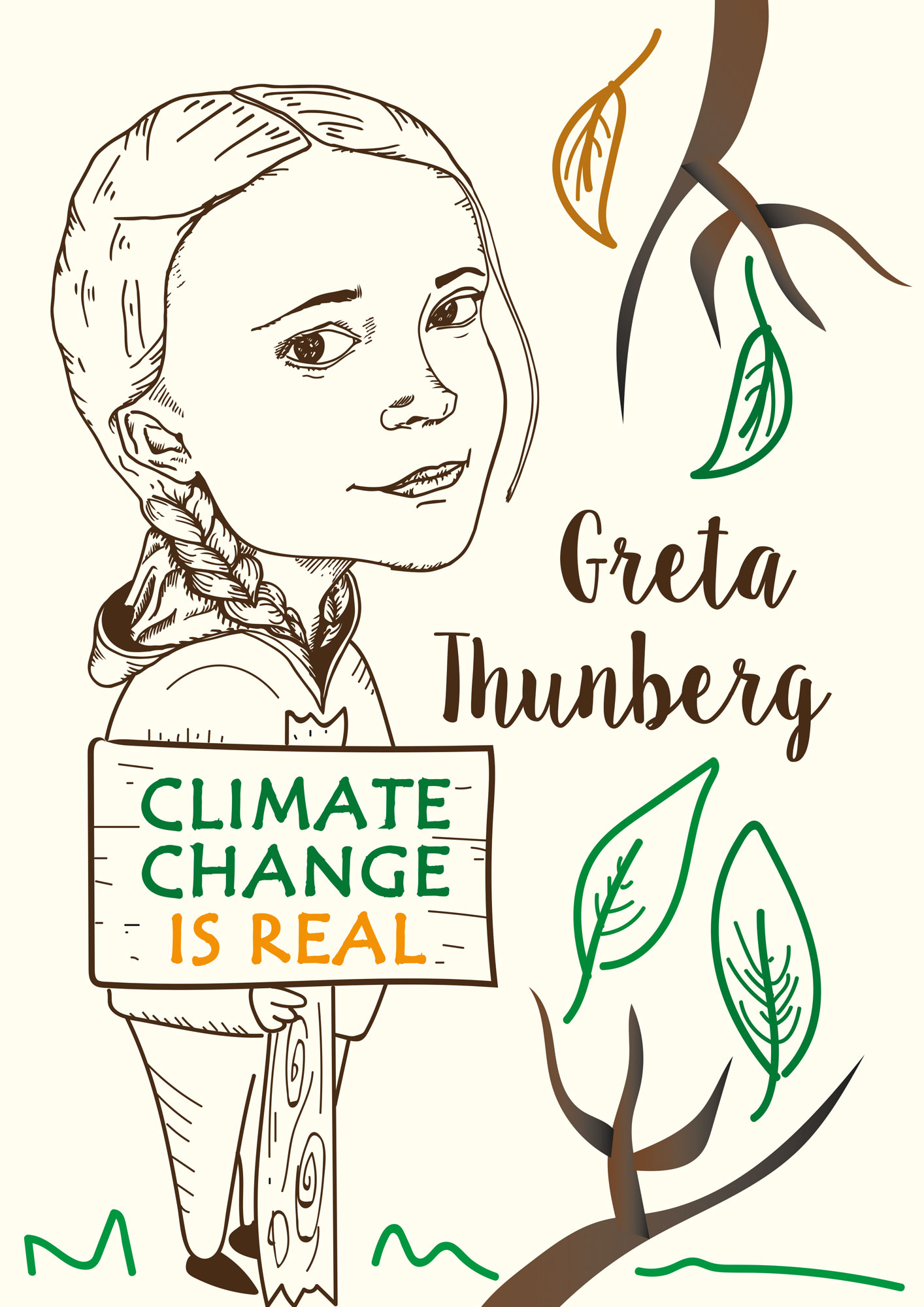 Poster, illustrazione di Greta Thunberg