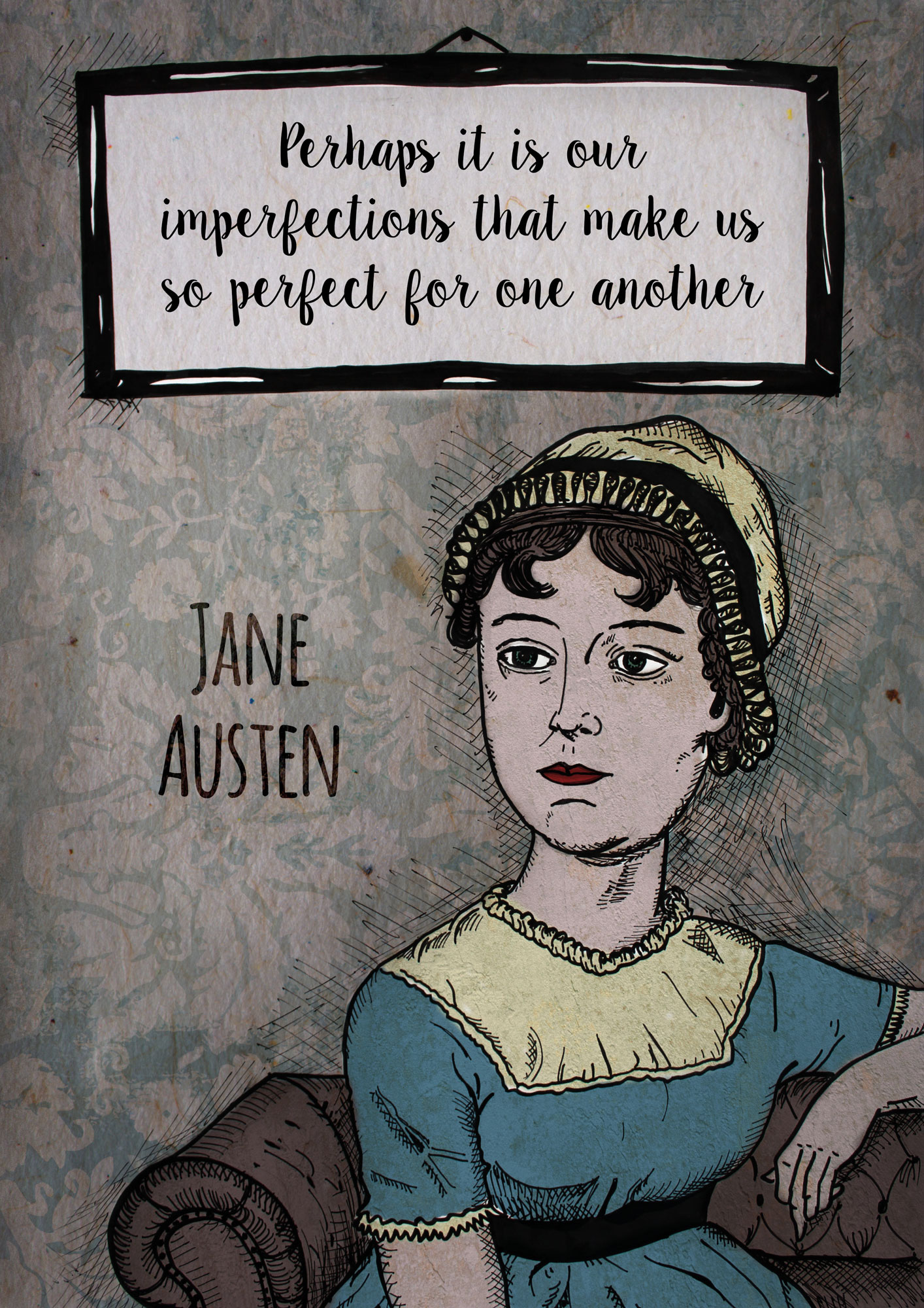 poster, illustrazione di Jane Austen