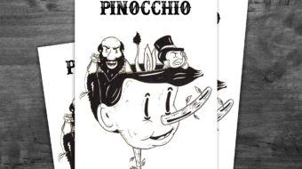 Poster A4 dell'illustrazione di Pinocchio in bianco e nero